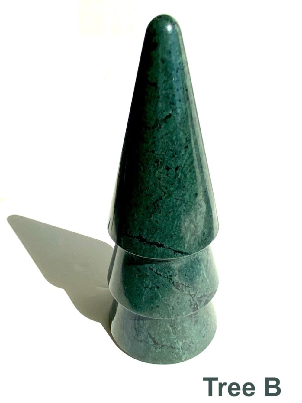 One green marble tree “B”. Modern holiday décor, from Crate & Barrel. NWT.